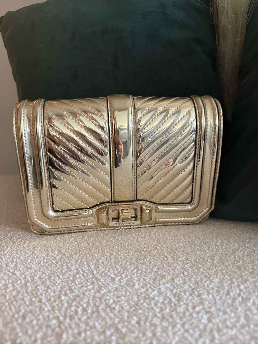 Rebecca Minkoff Metallic Gold Quilted Crossbody